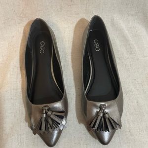 Silver pointed toe flats